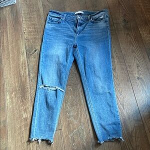 Flying Monkey Light Blue Distressed Straight-Leg Jeans
